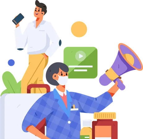 Frau im Gesundheitsmarketing  Illustration