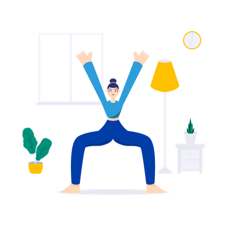 Frau macht Göttinnen-Pose  Illustration