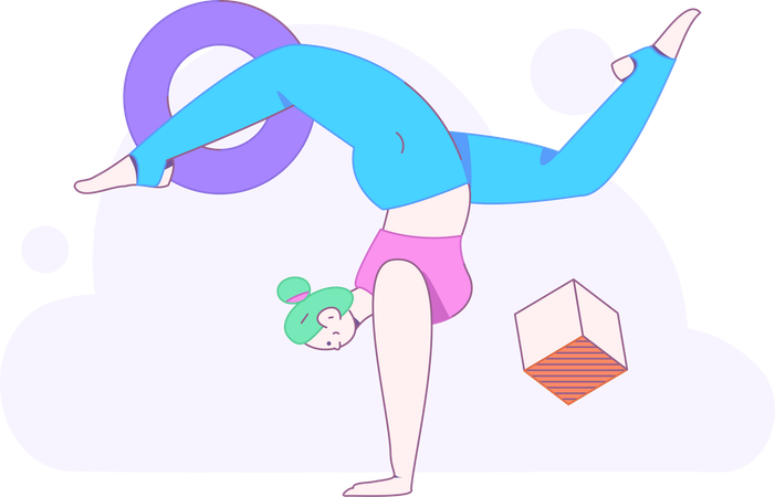 Frau macht Handstand  Illustration