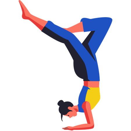 Frau macht Handstand  Illustration