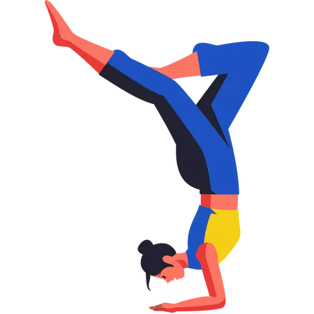 Frau macht Handstand  Illustration