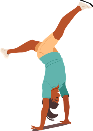 Frau macht Handstand  Illustration