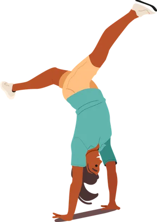 Frau macht Handstand  Illustration