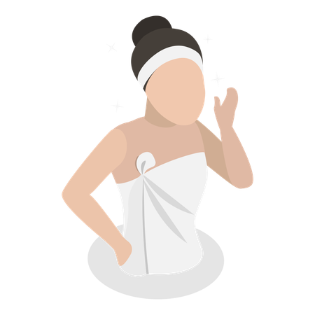 Frau bei der Hautpflege und Aknebehandlung  Illustration