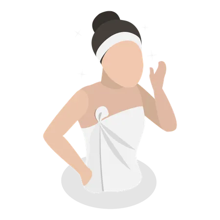 Frau bei der Hautpflege und Aknebehandlung  Illustration