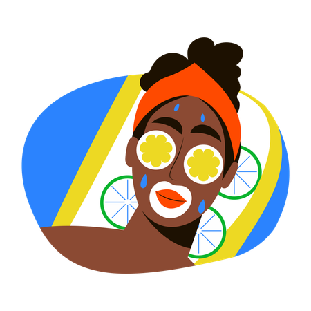 Frau bei einer Hautpflegebehandlung  Illustration