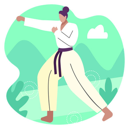 Frau beim Karate  Illustration