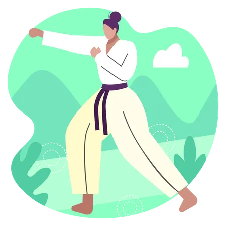 Frau beim Karate  Illustration