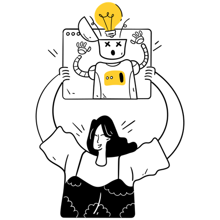 Frau führt KI-Lernprozess durch  Illustration