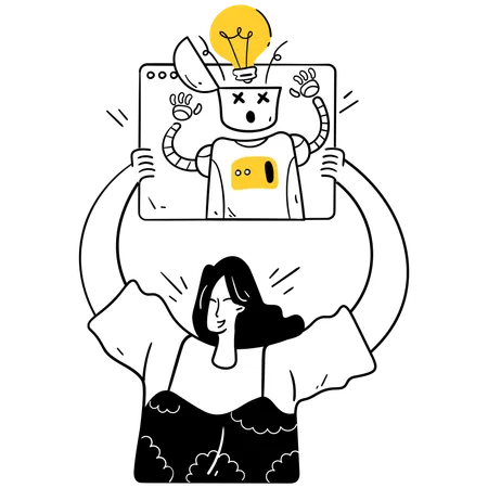 Frau führt KI-Lernprozess durch  Illustration