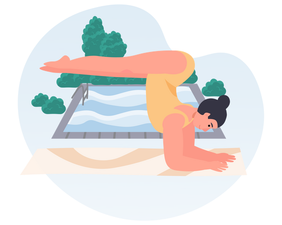 Frau macht Kranich-Yoga  Illustration