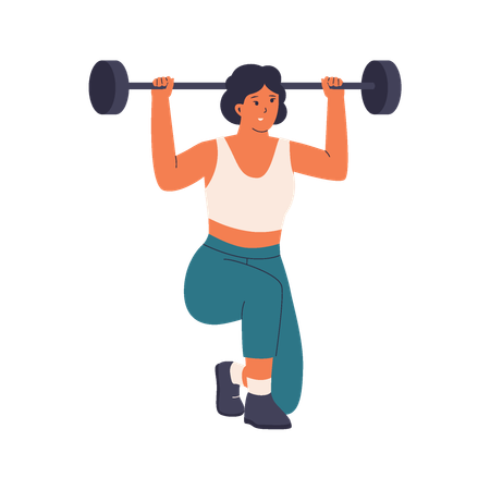 Frau beim Langhanteltraining  Illustration