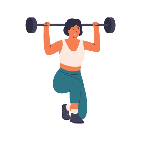 Frau beim Langhanteltraining  Illustration