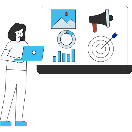 Frau macht Marketinganalyse  Illustration