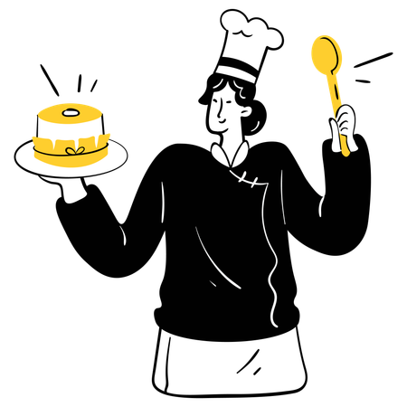 Frau backt Mondkuchen  Illustration