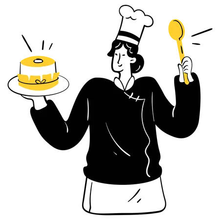 Frau backt Mondkuchen  Illustration