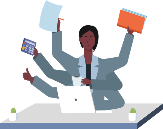 Frau macht Multitasking  Illustration