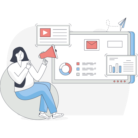 Frau macht Online-Marketing  Illustration