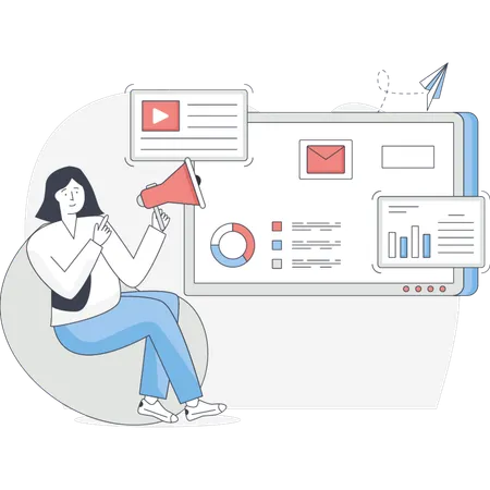 Frau macht Online-Marketing  Illustration