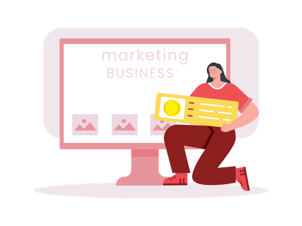 Frau macht Online-Marketing  Illustration