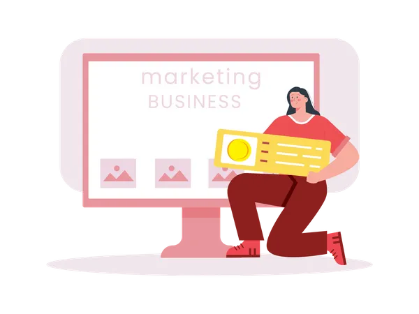 Frau macht Online-Marketing  Illustration