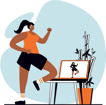 Frau beim Online-Training  Illustration