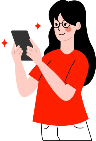 Frau macht Selfie mit Handy  Illustration