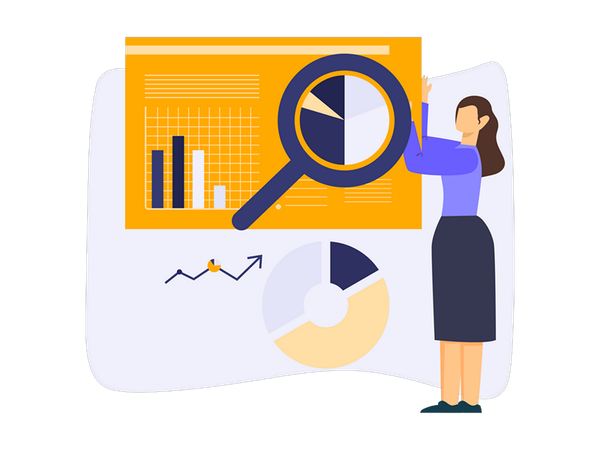 Frau macht SEO-Analyse  Illustration