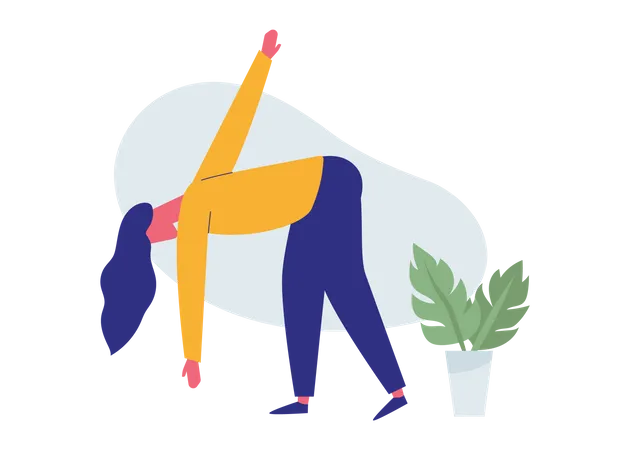 Frau macht Stretching-Übungen am Arbeitsplatz  Illustration