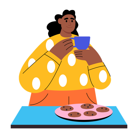 Frau macht Teepause  Illustration