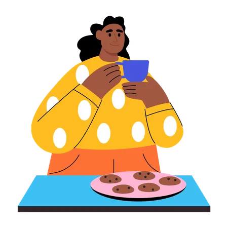 Frau macht Teepause  Illustration