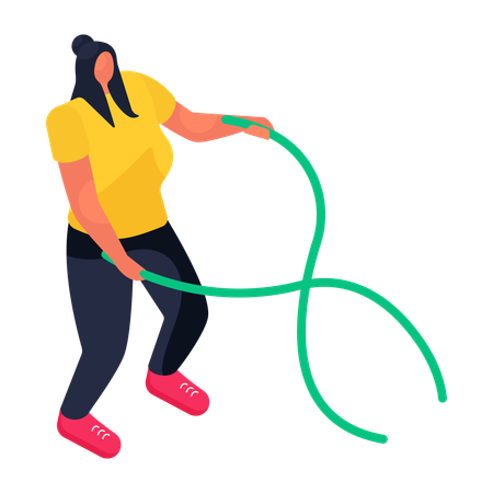 Frau macht Übung mit Seil  Illustration