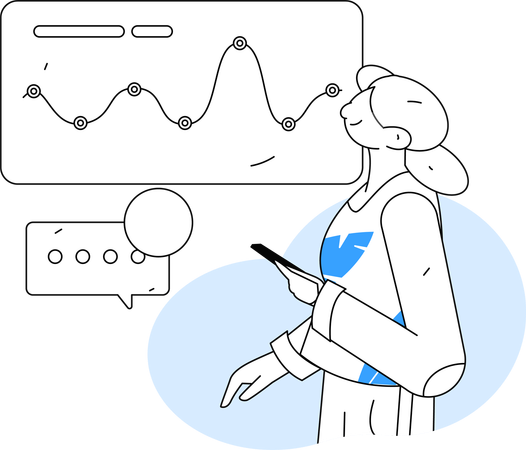 Frau führt eine Verkaufsdatenanalyse durch  Illustration