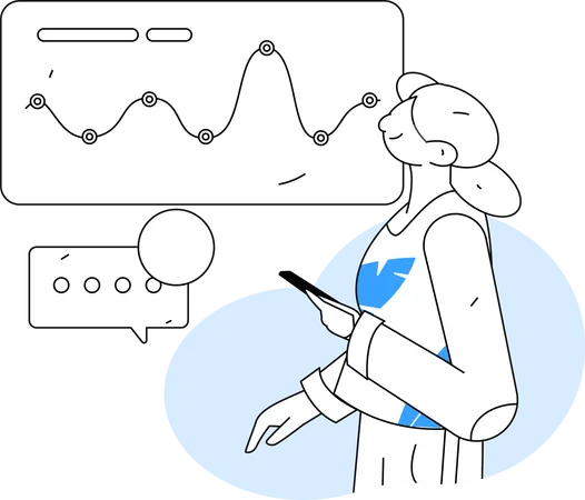 Frau führt eine Verkaufsdatenanalyse durch  Illustration