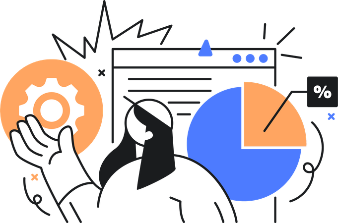 Frau bei der Analyse von Webdaten  Illustration