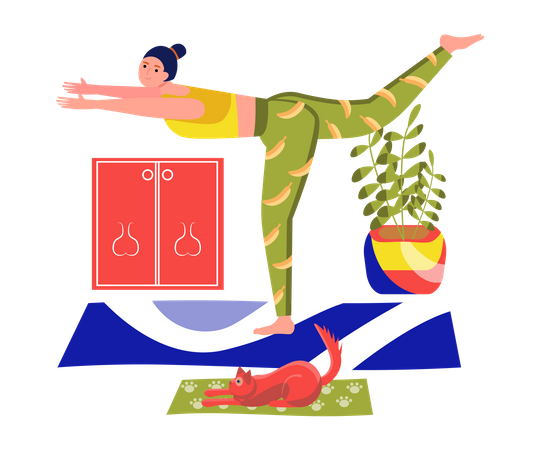 Frau macht Yoga-Asana  Illustration