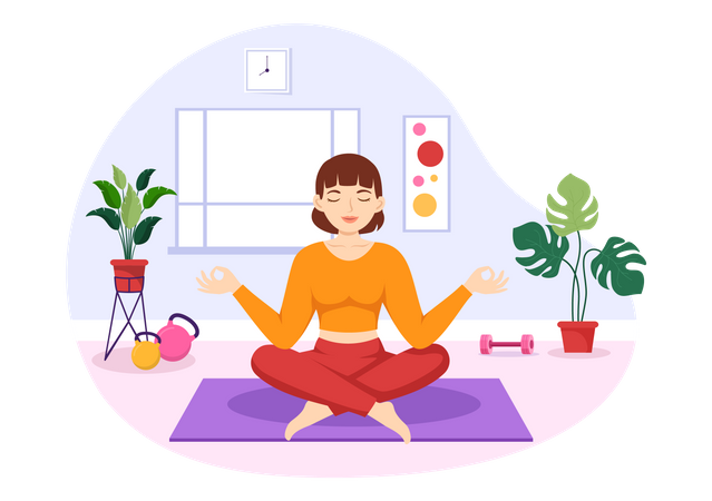 Frau macht Yoga-Asana  Illustration