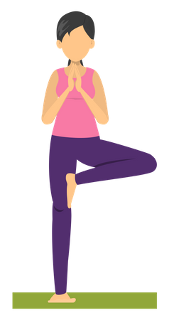 Frau macht Yoga-Baumpose  Illustration