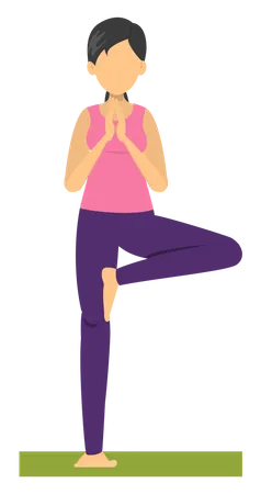 Frau macht Yoga-Baumpose  Illustration