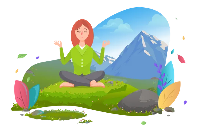 Frau macht Yoga im Freien  Illustration