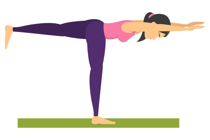 Frau macht Yoga-Kriegerpose  Illustration