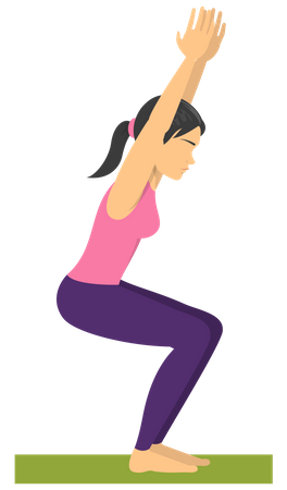 Frau macht Yoga-Stuhlpose  Illustration