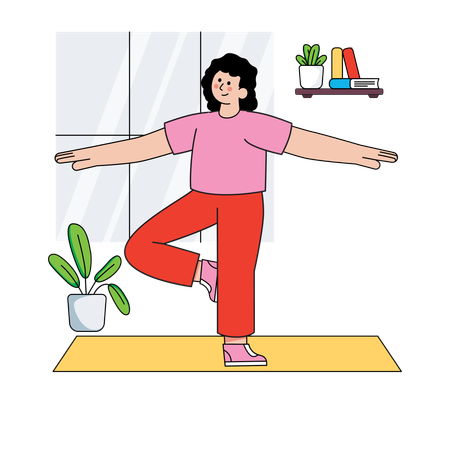 Frau macht Yoga-Übungen  Illustration