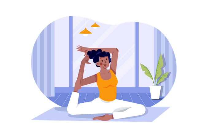 Frau macht Yoga-Übungen  Illustration