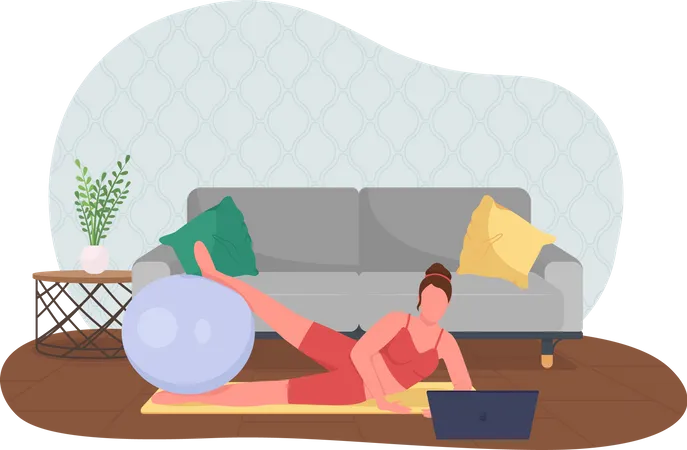 Frau macht Yoga während der Arbeit  Illustration