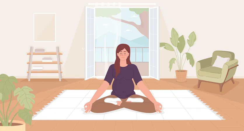 Frau macht Yoga während der Schwangerschaft  Illustration