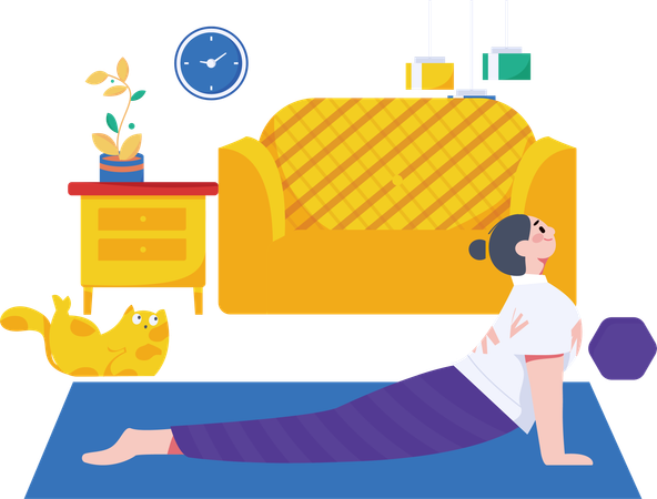 Frau macht Yoga zu Hause  Illustration