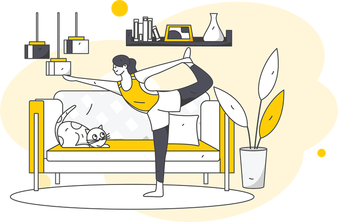 Frau macht Yoga zu Hause  Illustration