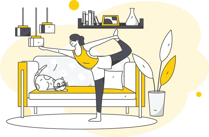 Frau macht Yoga zu Hause  Illustration