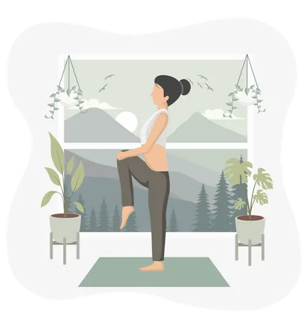 Frau macht Yoga zu Hause  Illustration